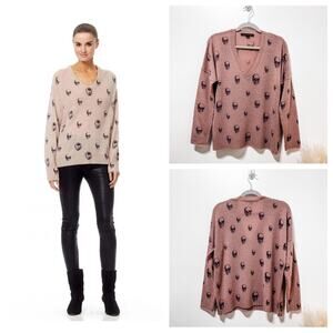 Skull Cashmere V-Neck Skull Print Cashmere Sweater from 360 Cashmere Size S